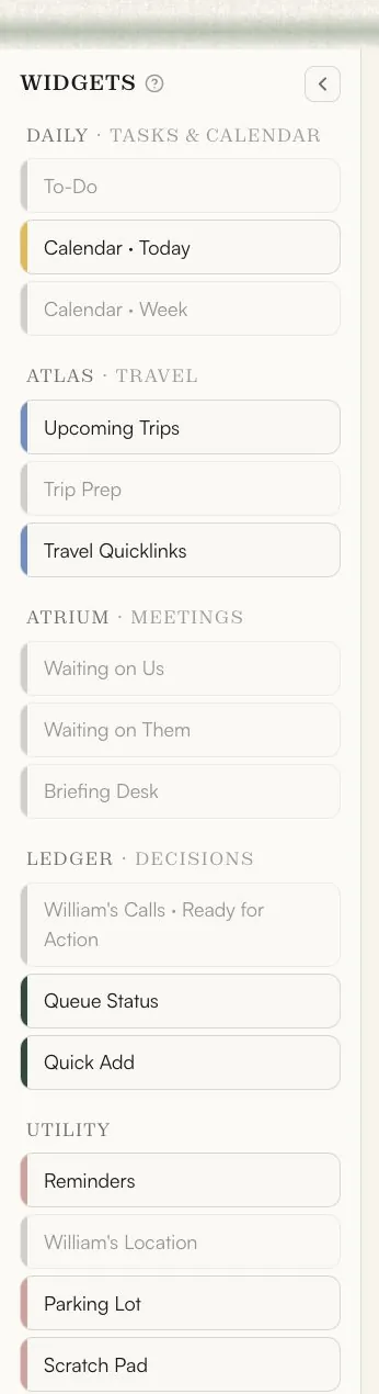 A single Cornerstone widget showing the principal's location and upcoming items
